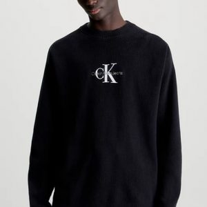 CALVIN KLEIN JEANS - Maglione con Monogramma Taglio Relaxed Nero
