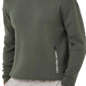 CALVIN KLEIN JEANS - Maglione in Maglia Di Cotone Verde Scuro