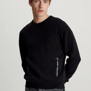 CALVIN KLEIN JEANS - Maglione in Maglia di Cotone Nero