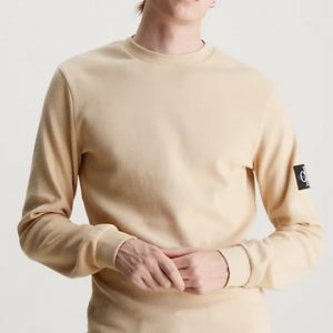 CALVIN KLEIN JEANS - T-Shirt A Nido D'ape Manica Lunga Slim Guscio D'Uovo