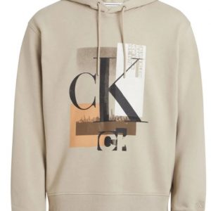 CALVIN KLEIN JEANS - Felpa Uomo Connected Layer Landscape Beige