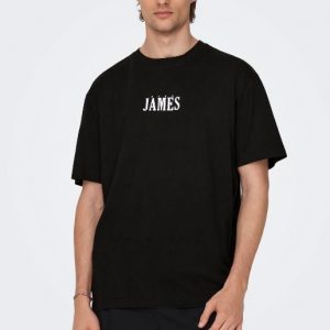 ONLY& SONS - O-Neck T-Shirt Uomo with Print King James Nero