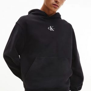 CALVIN KLEIN JEANS - Felpa Uomo con Cappuccio Monogram Nero