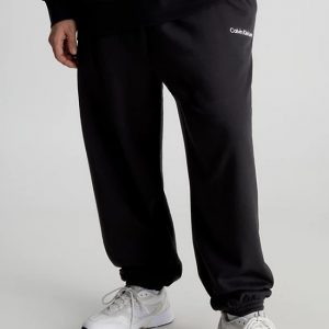 CALVIN KLEIN JEANS - Pantaloni Tuta Uomo in Cotone Taglio Relaxed Nero