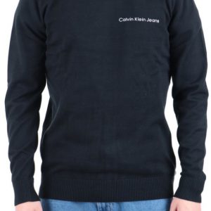 CALVIN KLEIN JEANS - Maglione Uomo Dritto in Cotone Firmato Nero