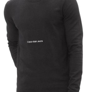 CALVIN KLEIN JEANS - Maglione Girocollo Uomo in Cotone Nero