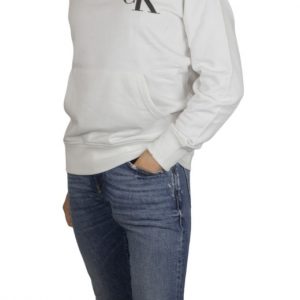 CALVIN KLEIN JEANS - Felpa Uomo con Cappuccio Bianco