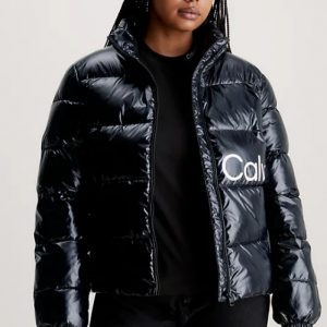 CALVIN KLEIN JEANS - Piumino Donna Aderente Con Finitura Super Lucente Nero