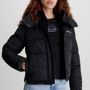 CALVIN KLEIN JEANS - Piumino Donna con Cappuccio in Poliestere Riciclato Nero