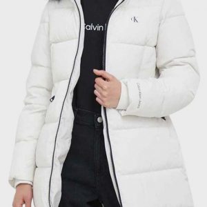 CALVIN KLEIN JEANS - Piumino Donna con Cappuccio Attillato Bianco