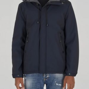 OVER/D - Giubbotto Uomo con Cappuccio Classic Blu