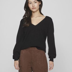 VILA - Top a Maglia Donna Reversible Nero