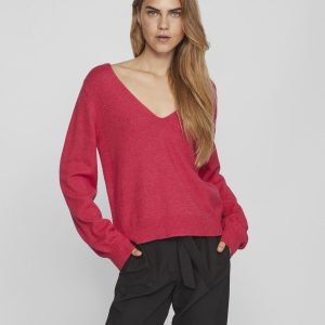 VILA - Top a Maglia Donna Reversible Fuxia