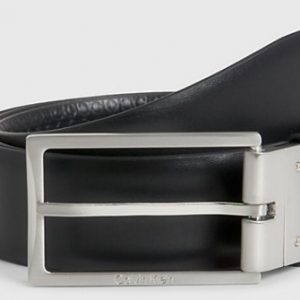 CALVIN KLEIN JEANS - Cintura da Uomo Double-Face in Pelle Black Smooth/Nano Mono
