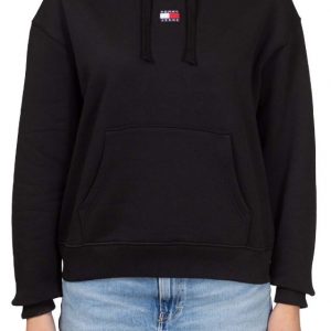 TOMMY HILFIGER - Felpa Donna Boxy con Cappuccio Nero