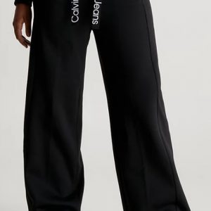 CALVIN KLEIN JEANS - Pantaloni Donna da Tuta a Gamba Larga con Logo Tape Nero