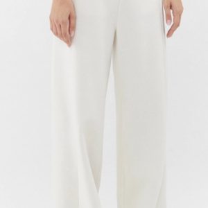 CALVIN KLEIN JEANS - Pantaloni Donna da Tuta a Gamba Larga con Logo Tape Avorio