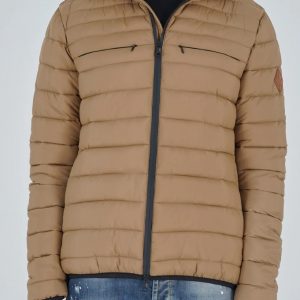 KEJO - Giubbotto Uomo 100 Grammi con Cappuccio con Stampa Interna Camel