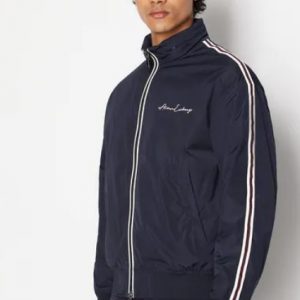 ARMANI EXCHANGE - Blouson Uomo in Nylon con Banda a Contrasto Blu Navy