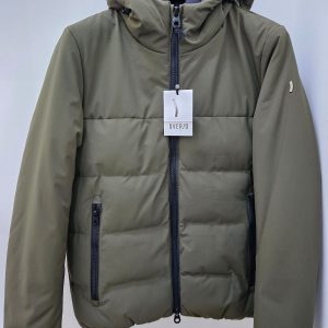 OVER/D - Giubbotto Corto Uomo con Cappuccio Trapuntato Verde Militare