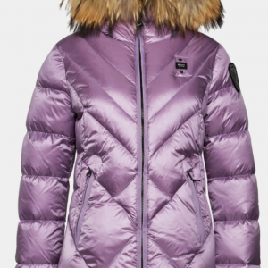 BLAUER - Piumino Donna con Bordo in Pelliccia Removibile Alicia Fuxia int. Blu