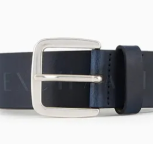 ARMANI EXCHANGE - Cintura Uomo in Pelle con Logo Stampato Blu
