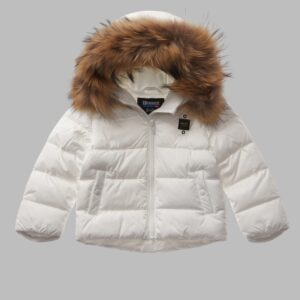BLAUER - Piumino Baby con Bordo in Pelliccia Bianco