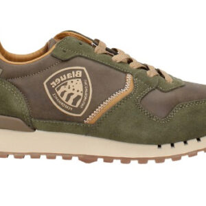 BLAUER - Scarpe Uomo Sneakers in Pelle e Camoscio con Plantare Estraibile Verde