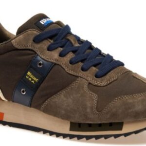 BLAUER - Scarpe Uomo Sneakers in Nylon e Camoscio Militare/Marrone