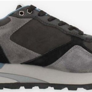 BLAUER - Scarpe Uomo Sneakers in Vera Pelle Scamosciata Grigio Scuro/Nero