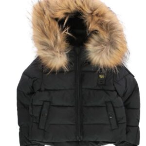 BLAUER - Piumino Baby con Bordo in Pelliccia Nero