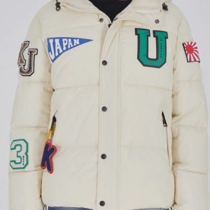 KEJO - Bomber Corto Uomo 200 Grammi con Pech Off White