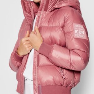 ARMANI EXCHANGE - Piumino Donna con Cappuccio in Tessuto Shiny Rosa