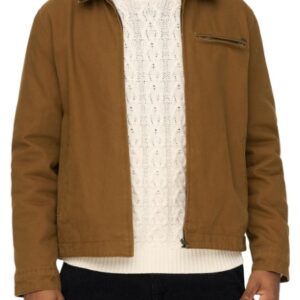 ONLY & SONS - Giubbino Uomo Onsmore Canvas Trucker Jacket Marrone