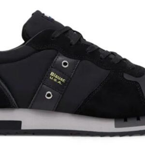 BLAUER - Scarpe Uomo Sneakers in Nylon e Camoscio Nero/Nero