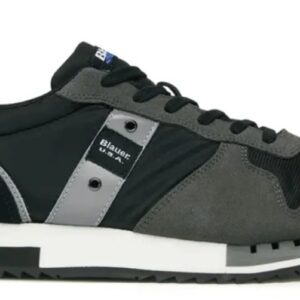 BLAUER - Scarpe Uomo Sneakers in Nylon e Camoscio Nero/Grigio