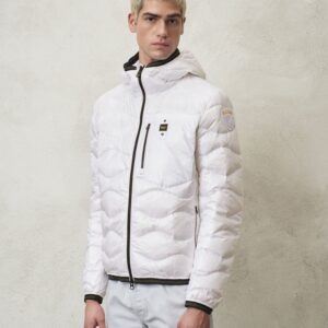 BLAUER - Piumino Uomo con Cappuccio e Taschina Josiah Bianco