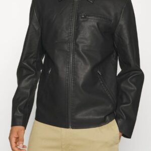 ONLY & SONS - Giubbino Uomo in Pelle OnSeven Pu Jacket Nero