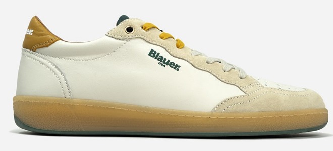 BLAUER - Sneaker Uomo in Pelle Murray Bianco/Verde/Giallo