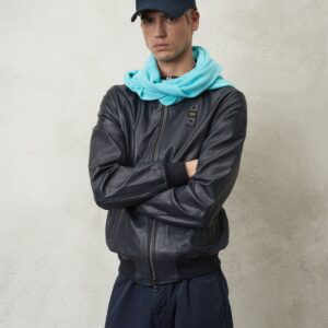 BLAUER - Giubbini Uomo Bomber in Pelle Liscia Caleb Blu