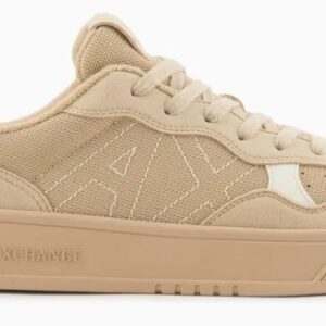 ARMANI EXCHANGE - Scarpe Uomo Sneakers Effetto Scamosciato con Dettaglio a Contrasto Beige