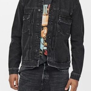 ONLY & SONS - Giacca Uomo di Jeans a Led Zeppelin Denim Trucker Nero