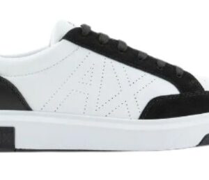 ARMANI EXCHANGE - Scarpe Uomo Sneakers in Ecopelle Effetto Scamosciato Nero/Bianco