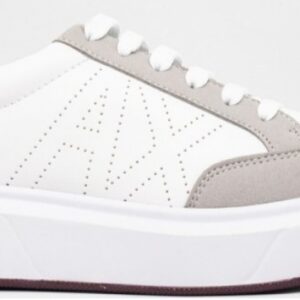 ARMANI EXCHANGE - Scarpe Uomo Sneakers in Ecopelle Effetto Scamosciato Bianco/Bordeaux