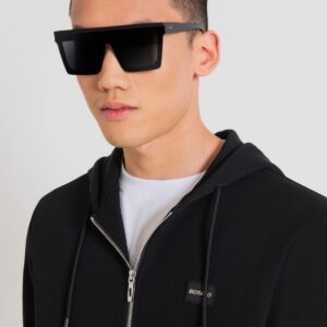 ANTONY MORATO - Felpa Uomo in Tessuto Misto Cotone con Placchetta Logata in Metallo Nero
