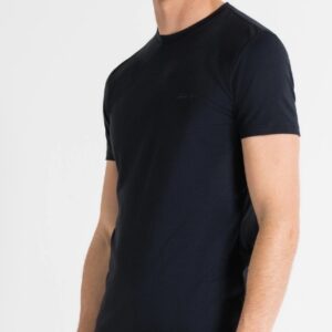 ANTONY MORATO - T-Shirt Uomo in Cotone Stretch con Stampa Logo Gommata ad Iniezione Ink Blu