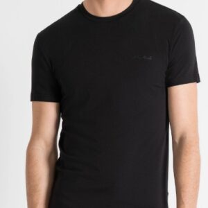 ANTONY MORATO - T-Shirt Uomo in Cotone Stretch con Stampa Logo Gommata ad Iniezione Nero