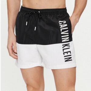 CALVIN KLEIN - Pantaloncini Uomo da Bagno Swimwear Nero/Bianco