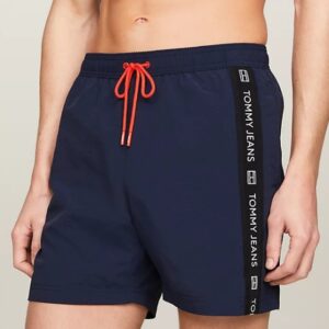 TOMMY HILFIGHER JEANS - Costume Uomo Boxer Slim Fit Medio con Logo Blu Navy
