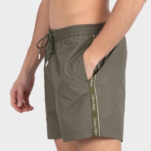 CALVIN KLEIN - Pantaloncini Da Bagno Con Cordoncino Medio Logo Tape Verde